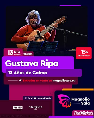 Gustavo Ripa MIE 13 DIC - 21:00h en Magnolio Sala