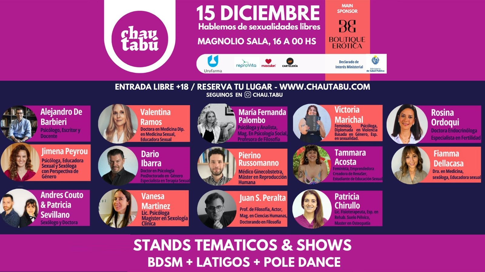 Chau tabú - Charlas, juegos, experiencias, stands y más en Magnolio Sala